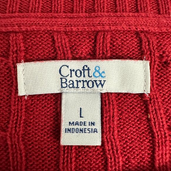 Croft & Barrow Womens Red Cable Knit Cotton Sweater Pullover Size L Crewneck - Picture 3 of 5